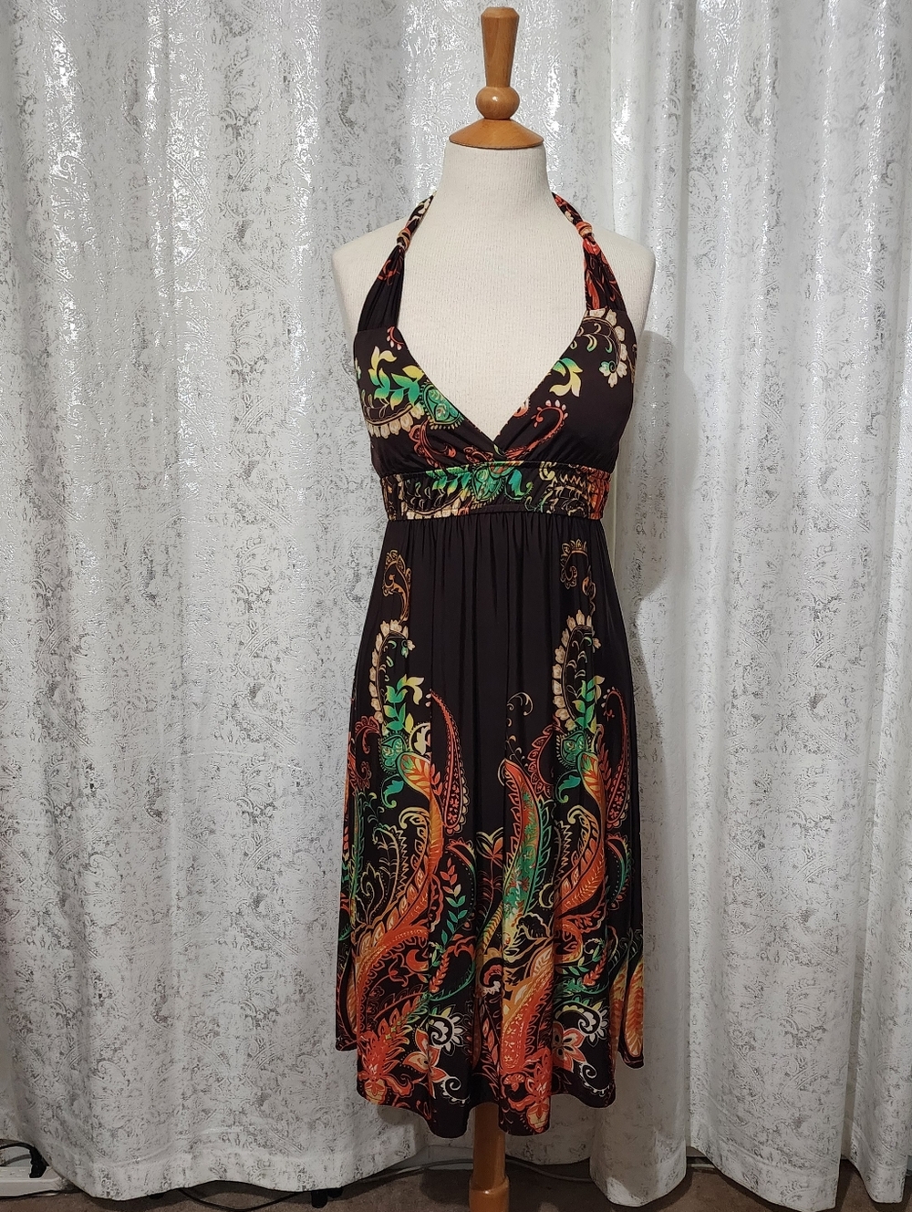 Shoreline Beautiful Brown Apron Summer Dress Sz Sm/Med - Picture 3 of 9
